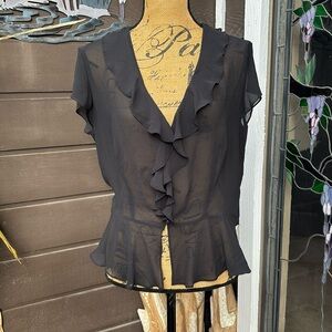 Victoria's Secret Black Sheer Button Down Top